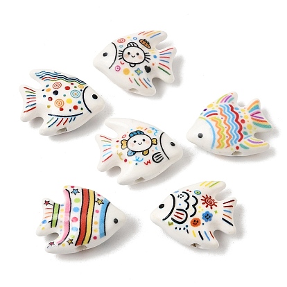Printed Handmade Porcelain Beads, Tropical Fish