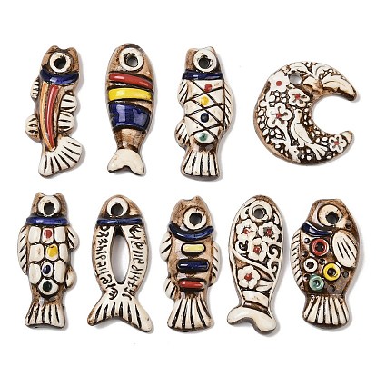 Ручной работы фарфора большие кулоны, фантазии античного стекла фарфора