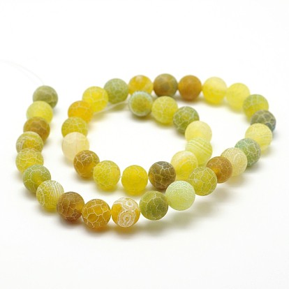 Dyed Natural Crackle Agate Round Beads Strands, Grade A