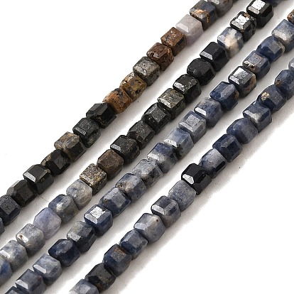 Натуральные сапфировые бисерные пряди, граненые, бусины-кубы с настольной огранкой