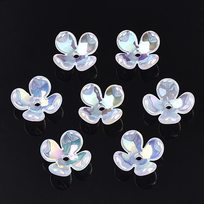 4-Petal Electroplate Acrylic Bead Caps, Flower