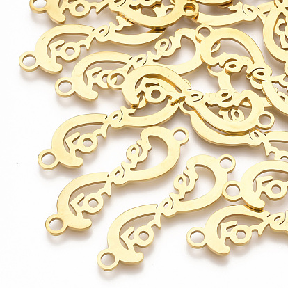 201 Stainless Steel Links Connectors, Laser Cut Links, Infinity with Word Forever
