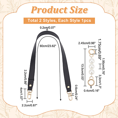 2 шт 2 стиль pu искусственная кожа/abs пластик имитация жемчуга ручки для сумки, Сплав с застежками