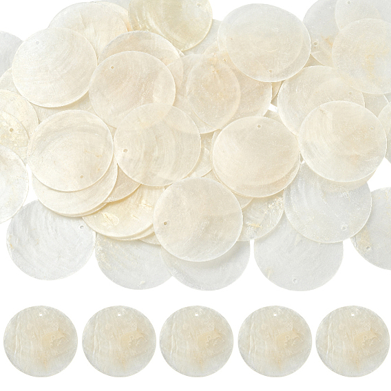 60 шт. плоские круглые подвески из ракушек капиз
