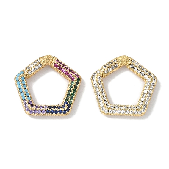 Стойки обшивки латунные микро проложить кубического циркония Twister застежками, без кадмия и без свинца, долговечный, реальный 18 k позолоченный, пятиугольник