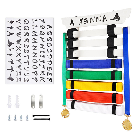 Wood Taekwondo Belt Storage Display Risers, Wooden Martial Arts Belt Rack, Rectangle