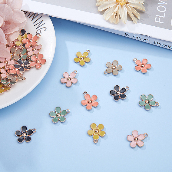 Подвески из эмалевого сплава с покрытием из легкого золота, цветок