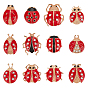 12шт. 12 эмалированные булавки в стиле coccinella septempunctata со стразами, Броши с насекомыми из золотого сплава для рюкзака
