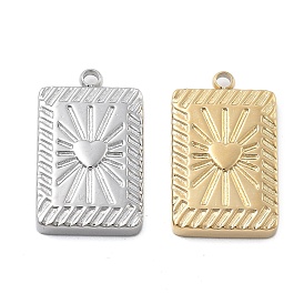 304 подвески из нержавеющей стали, прямоугольник с подвеской в виде сердца, ионное покрытие (ip)