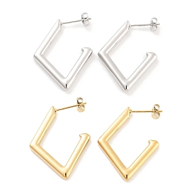 304 Stainless Steel Studs Earrings for Women, Rhombus