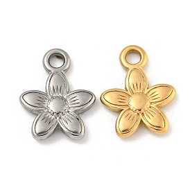 Ion Plating(IP) 304 Stainless Steel Charms, Flower Charm