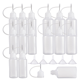 Plastic Glue Bottles Sets, with Steel Pin and Mini Transparent Plastic Funnel Hopper