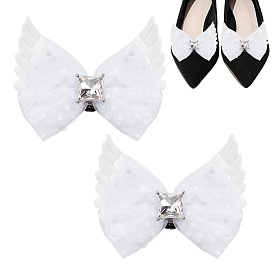 2 шт. полиэстеровые пряжки для обуви, с обнаружением железа и сплава, бант с крылом