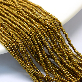 Plated Glass Seed Bead Strands, Round Hole, 2x1~2mm, Hole: 0.5mm, about 12strands/bundle, 12bundles/bag, 80cm/strand, 31.4 inch