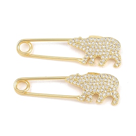 Латунные микро проложить кубического циркония подвески, скрепка с подвесками в виде белого медведя, долговечный, стойки покрытие, без свинца и без кадмия