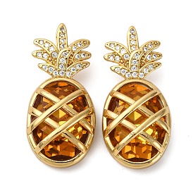 Латунные микро проложить кубического циркония подвески, ананас, со стеклом, без кадмия и без свинца, стойки покрытие, долговечный