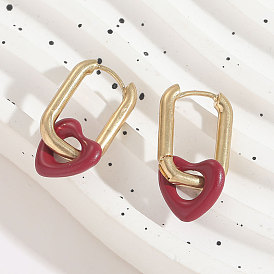 Chic and Minimalist Heart-shaped Spray Painted Earrings in 14K Gold Plating