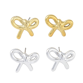 Bowknot CCB Plastic Stud Earrings for Women, with 304 Stainless Steel Pin