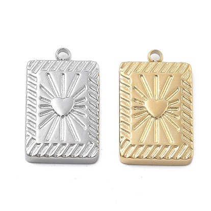 304 подвески из нержавеющей стали, прямоугольник с подвеской в виде сердца, ионное покрытие (ip)