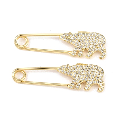 Латунные микро проложить кубического циркония подвески, скрепка с подвесками в виде белого медведя, долговечный, стойки покрытие, без свинца и без кадмия