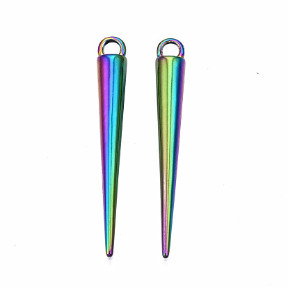 Rainbow Color Alloy Pendants, Cadmium Free & Nickel Free & Lead Free, Cone