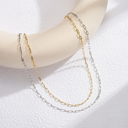 925 Sterling Silver Paperclip Chain Necklaces for Women