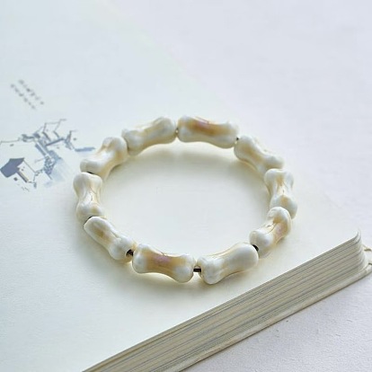 Handgefertigte, dehnbare Armbänder aus Porzellan-Knochenperlen