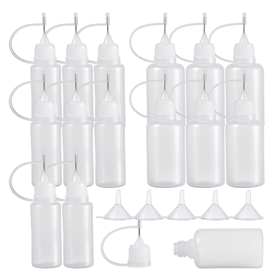 Plastic Glue Bottles Sets, with Steel Pin and Mini Transparent Plastic Funnel Hopper