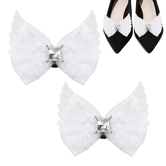 2 шт. полиэстеровые пряжки для обуви, с обнаружением железа и сплава, бант с крылом