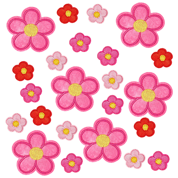 100 шт. 4 цвета полиэстеровые нитки для вышивки приклеиваемые/пришиваемые заплатки, аппликации из ткани, цветок