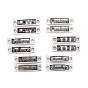 Tibetan Style Alloy Rectangle Word Links Connectors, Hope, Blessing, Love, Believe, Freedom and Fearless, 35x9~10x2~2.5mm, Hole: 2.5~3mm