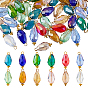 120шт 12 цвета подвески из гальванического стекла, слеза, с золотой латунной петлей, граненые