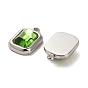 304 Stainless Steel Pendants, with Glass, Rectangle Charms