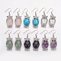 Boucles d'oreilles pierres précieuses de balancent, chouette