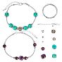 DIY Bracelets Making, with Dyed Synthetic Turquoise Drum Bead, Brass Spacer Beads, Tibetan Style Alloy Beads and Natural Amethyst Beads