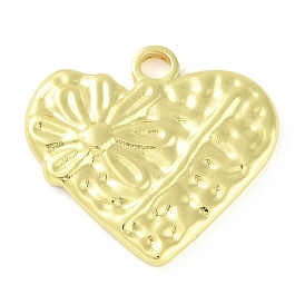 304 подвески из нержавеющей стали, сердце с цветочным шармом