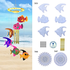 Силиконовые формы для изготовления колокольчиков из пищевого силикона, формы для литья смолы, с алюминиевой трубкой, рыба