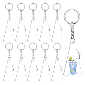DIY Keychain Making, with Transparent Trumpet Blank Acrylic Pendants, 304 Stainless Steel Open Jump Rings, Iron Keychain Ring