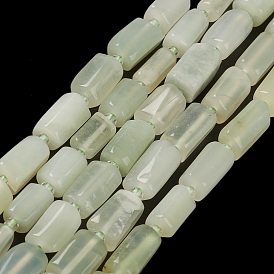 Natural New Jade Beads Strands, with Seed Beads, Faceted, Column