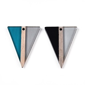 Прозрачные подвески из смолы и дерева, треугольные, два тона