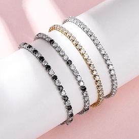 304 Браслеты-цепочки из нержавеющей стали с кубическим цирконием для женщин, квадратный