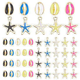 40 Pcs 10 Style Rack Plating Alloy Charms, with Enamel, Cadmium Free & Lead Free, Light Gold