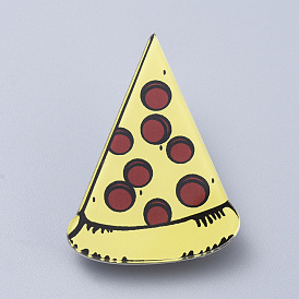 Acrylic Safety Brooches, with Iron Pin, Pizza