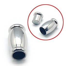 304 Stainless Steel Magnetic Clasps with Glue-in Ends, Oval, 17x10mm, Hole: 6mm