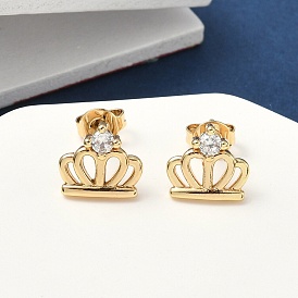 Серьги-гвоздики из латунного микро-паве, без кадмия и без свинца, корона