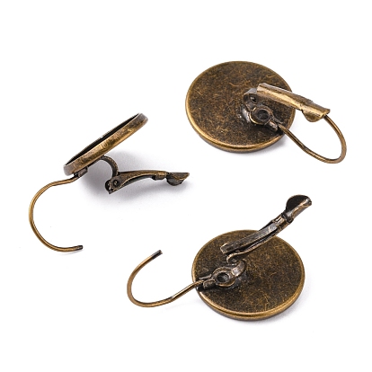 Brass Leverback Earring Findings, 29x18mm, Pin: 0.8mm, Tray: 16mm