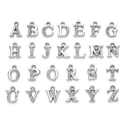 Kristall-Strass-Anhänger aus Legierung, Anfangsbuchstabe, cadmiumfrei und bleifrei