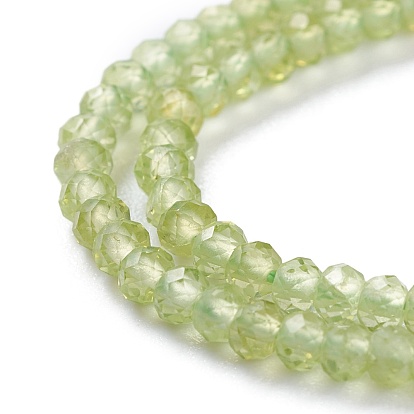 Natural Peridot Beads Strands, Flat Round, Faceted