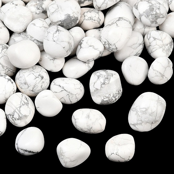 Natural Howlite Beads, Tumbled Stone, Nuggets, No Hole/Undrilled, Vase Filler Gems/Undrilled, Vase Filler Gems