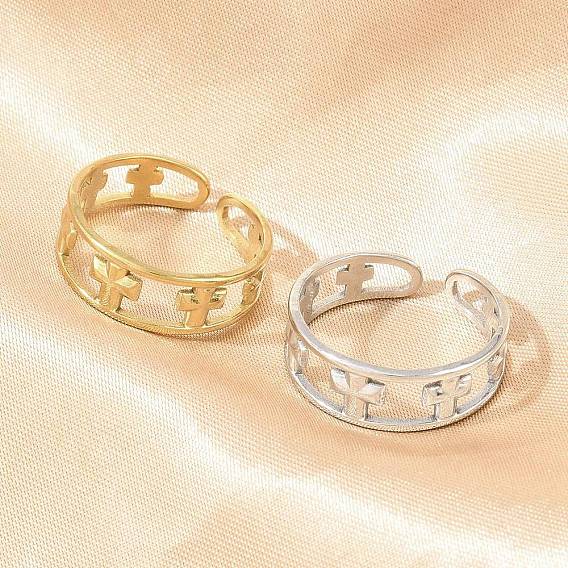 304 открытые кольца-манжеты из нержавеющей стали для женщин, крестик